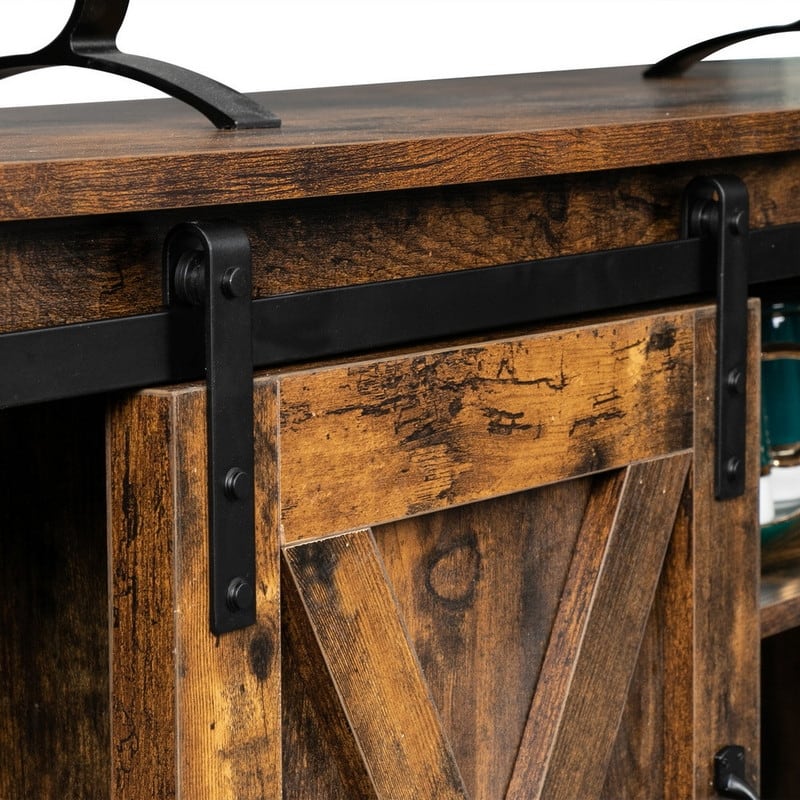 Sliding Barn Doors TV Stand for 58-Inch TV Console Cabinet - n/a