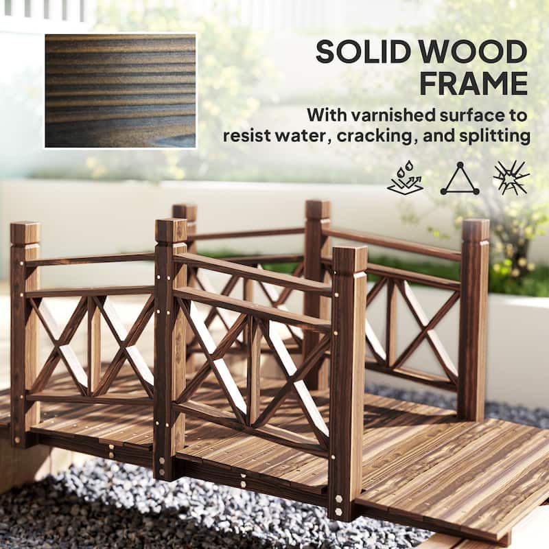 Garden Bridge Fir and Pine Outdoor Decorative Footbridge for Ponds Pathways and Landscaping