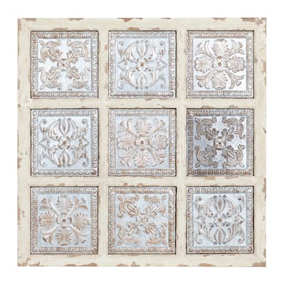 Metal Scroll Wall Decor with Embossed Details - White - Roche River Decor