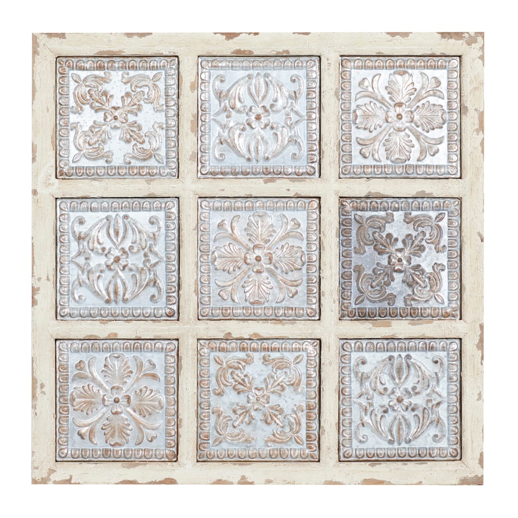 Metal Scroll Wall Decor with Embossed Details - White - Roche River Decor