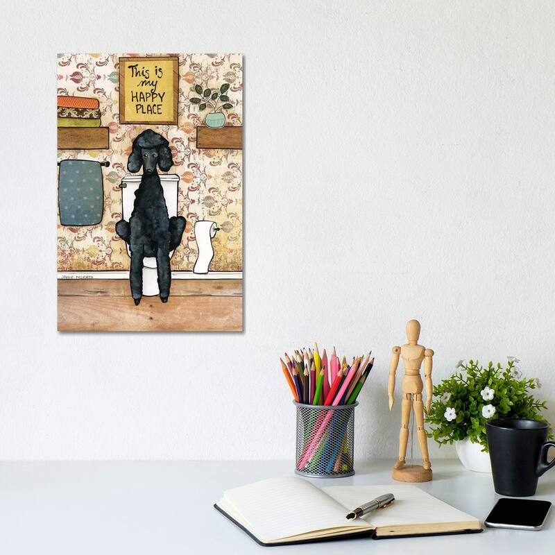 iCanvas "Happy Place Poodle" by Jamie Morath Canvas Print - 12x8x0.75