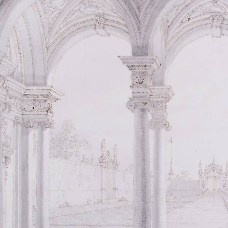 47 x 59 Decorative Wall Art, Rectangular, Historical Architecture, Gray