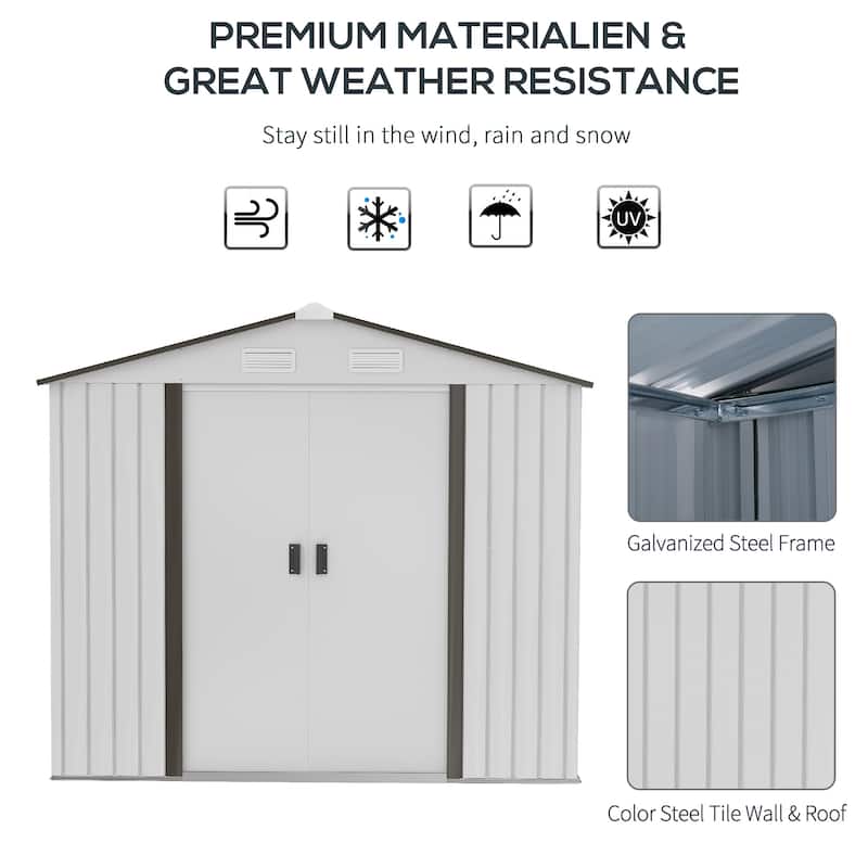 Outsunny 7'x4' Metal Outdoor Shed Organizer & Garden Storage with 4 Vents for Airflow & 2 Easy Sliding Doors