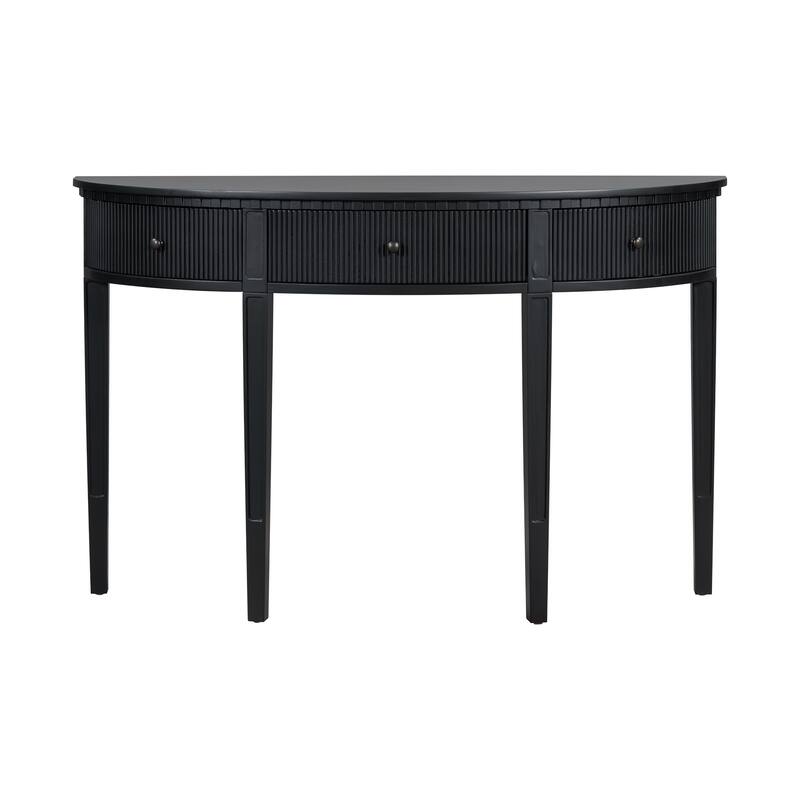 Console Table Side Table with 4 Legs, Minimalist Entryway Table Sofa Table with 3 Vertical Stripe Drawers - Black