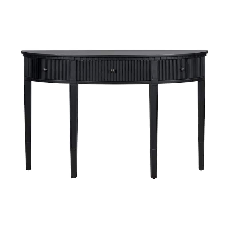 Curved Console Table with Vertical Stripe Drawer Fronts and 4 Legs