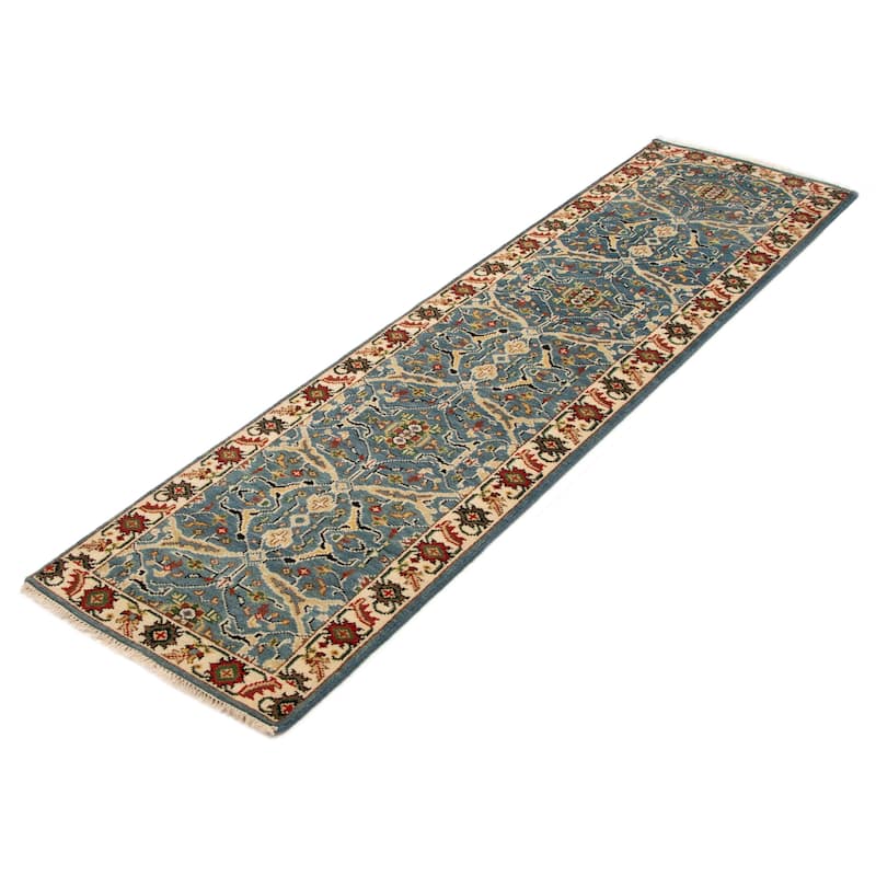 ECARPETGALLERY Hand-knotted Serapi Heritage Turquoise Wool Rug - 2'8 x 10'0