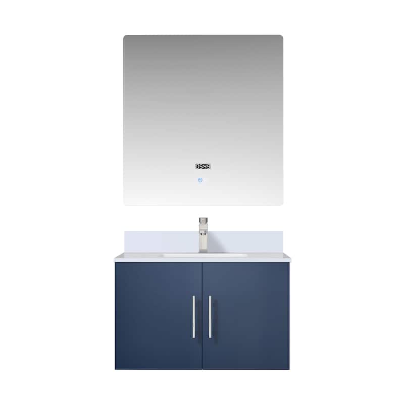 Geneva 30 in. W x 22 in. D Dark Grey Bath Vanity, Cultured Marble Top, Faucet Set, and 30 in. LED Mirror