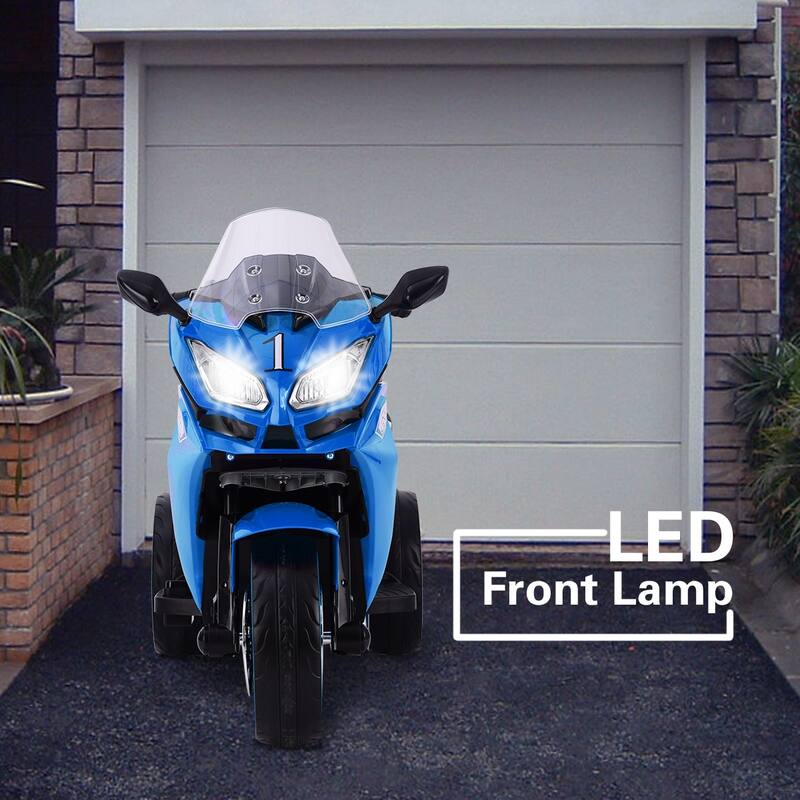 12V Ride-On Electric Motorcycle for Kids with Lighting Wheels, Phone Connection, Ages 3-5