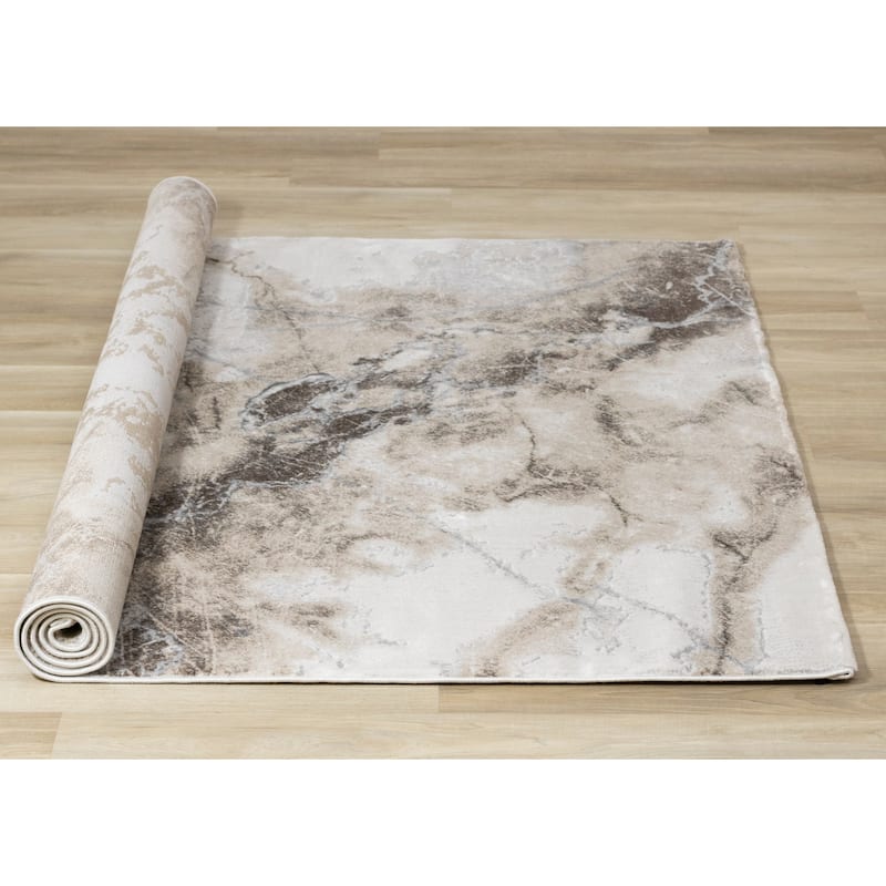 London Collection - Cream Beige Brown Soft Abstract Indoor Area Rug