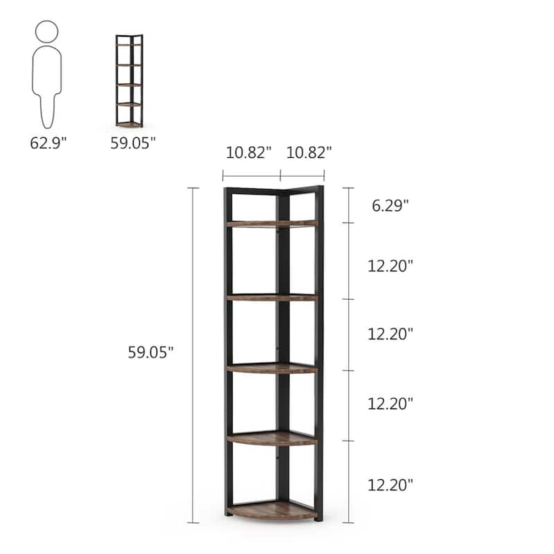 5 Tier Corner Shelf, Rustic Corner Storage Rack Plant Stand