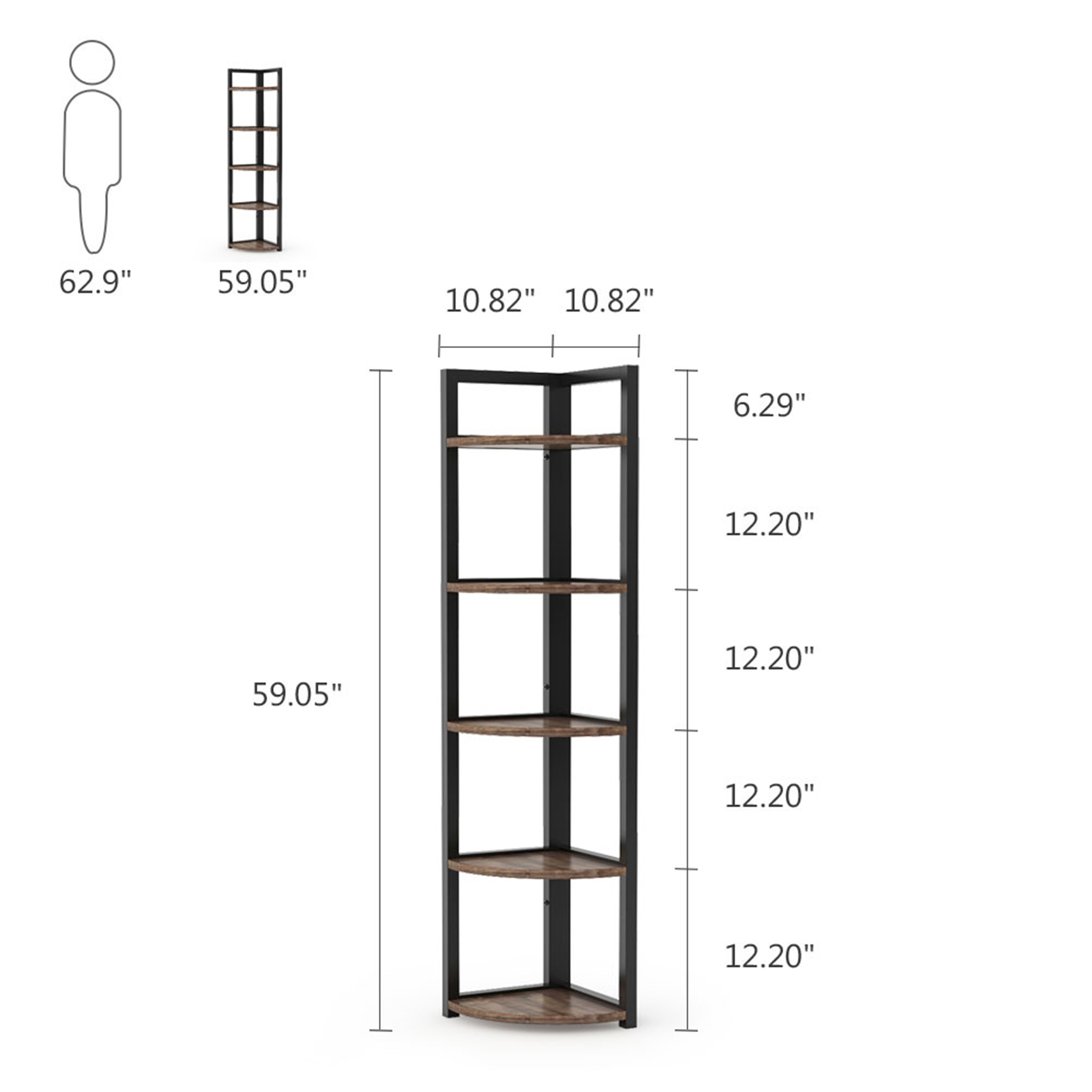 5-Tier-Corner-Shelf,-Rustic-