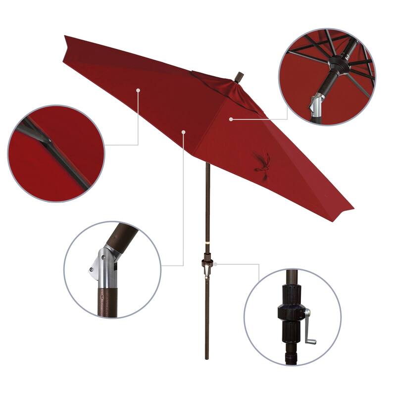California Umbrella 9' Rd. Aluminum Patio Umbrella, Deluxe Crank Lift with Collar Tilt, Bronze Frame Finish, Pacifica Fabric