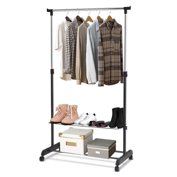 Shop Rolling Clothes Hanger With Height Adjustable Shoe Rack