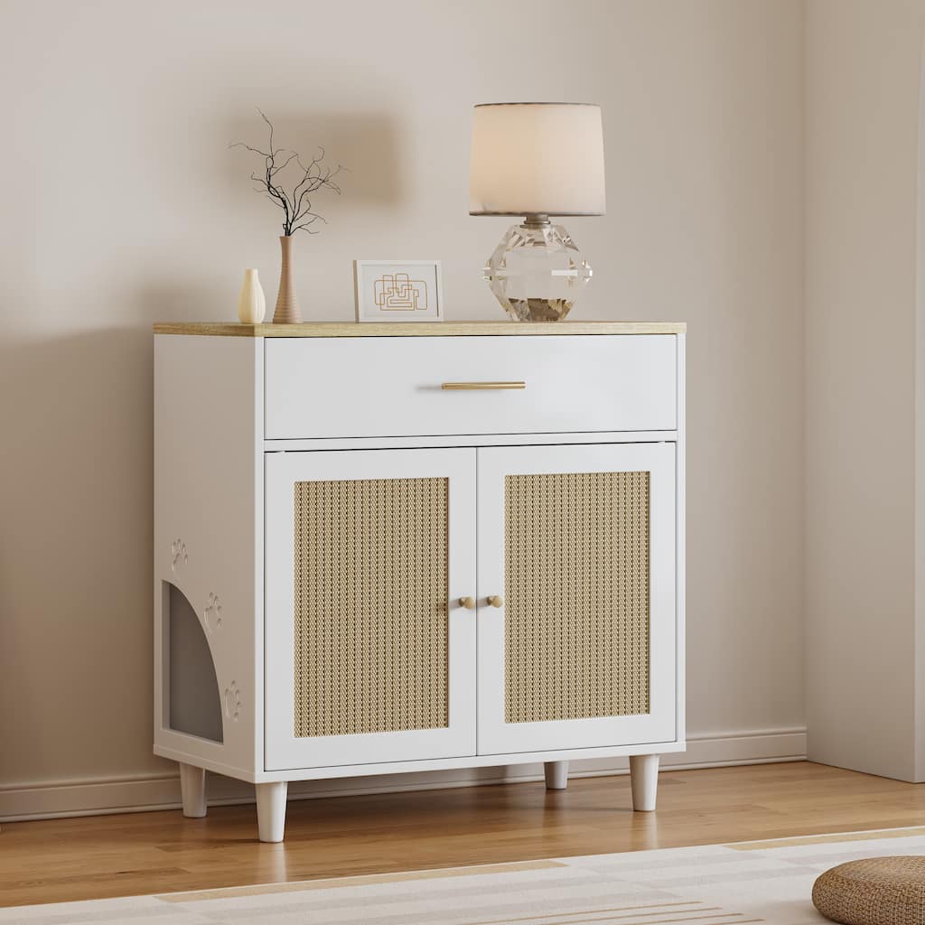White Storage Cabinet Wooden Pet House Sideboard Cabinet