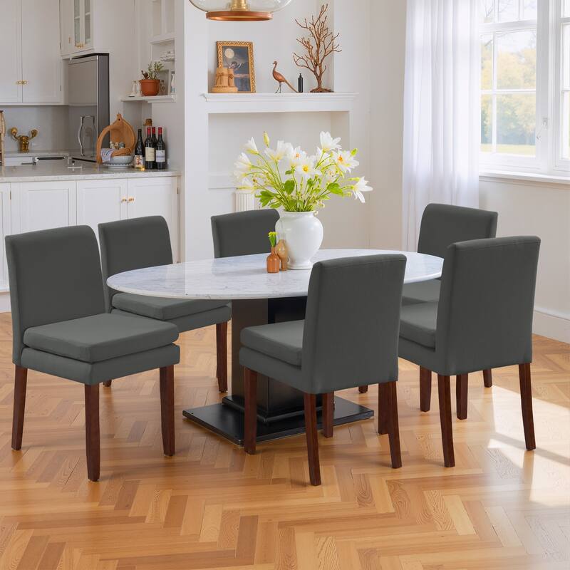 Upholstered Dining Chairs, Modern Dining Room Chairs Set of 2 with Thick Padded Cushion Seat, Linen Fabric Kitchen Dining Chairs