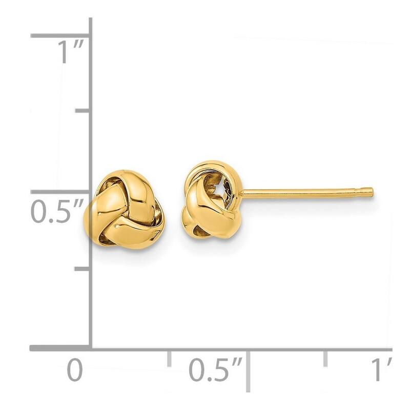 Curata 14k Yellow Gold Polished 6mm Love Knot Post Earrings