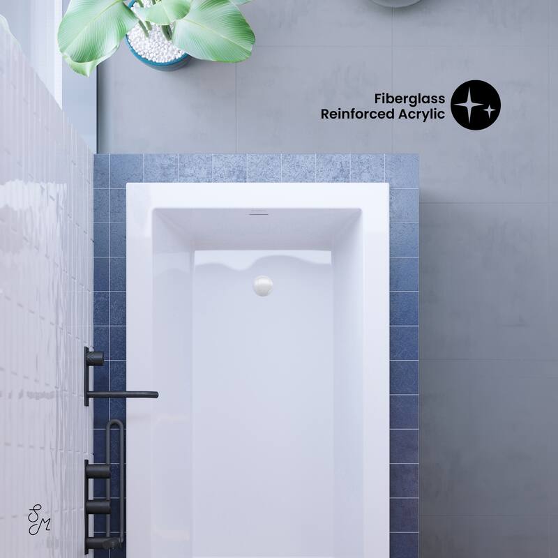 Voltaire 60 X 30 Reversible Drain Soaking Drop-In Bathtub In Glossy White With Integrated Overflow, Drain Included