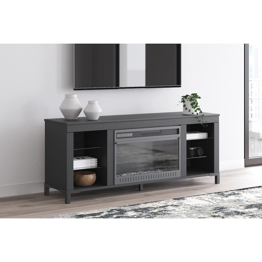 Signature Design by Ashley Cayberry Black 60" TV Stand for TVs up to 69" with Electric Fireplace
