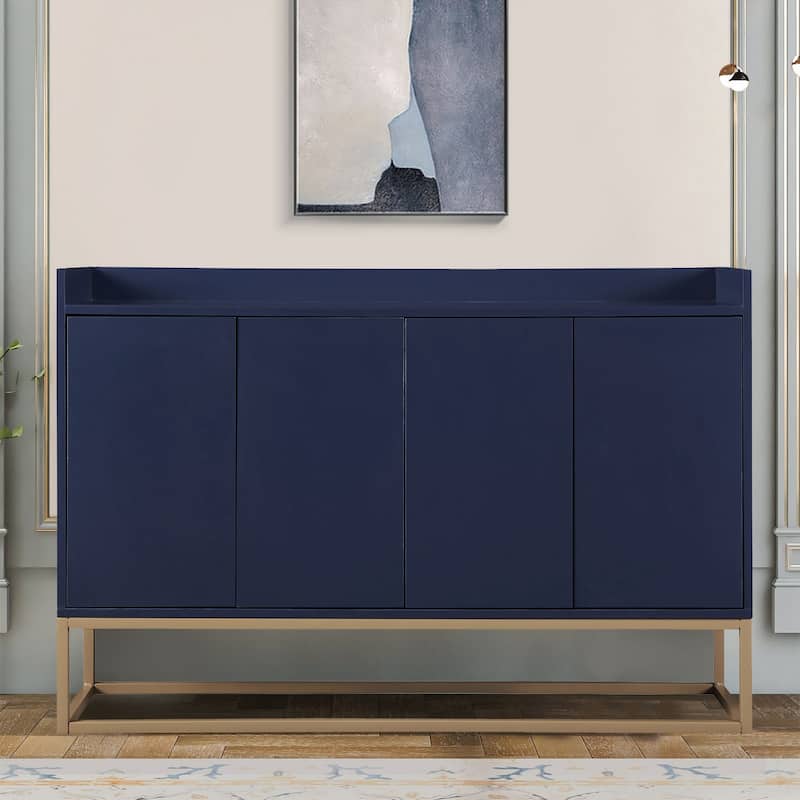 Minimalist Design Freestanding Wooden Sideboard with Metal Legs - Navy