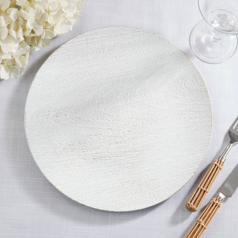 Textured Decorative Charger Plates (Set of 4) - Round Table Chargers for Dining & Entertaining, 13"