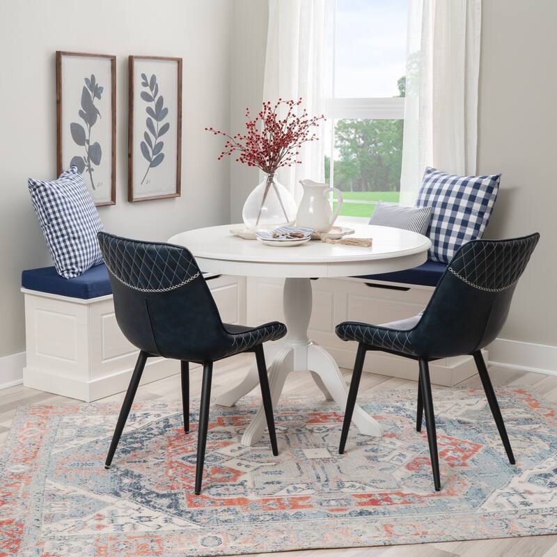 Linon Josie 5PC Backless Nook Set with Table and 2 chairs - White and Blue