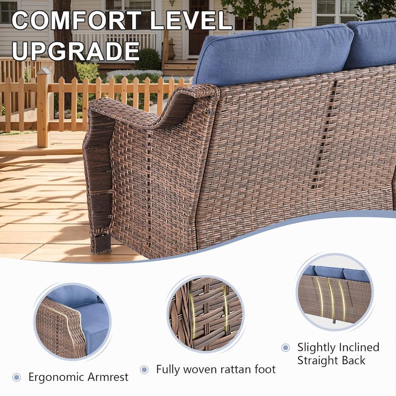 Gymojoy 75'' 3-Seat Paito Wicker Sofa with 6-Inch Ultra-Plush Cushions & Water-Resistant Olefin Fabric