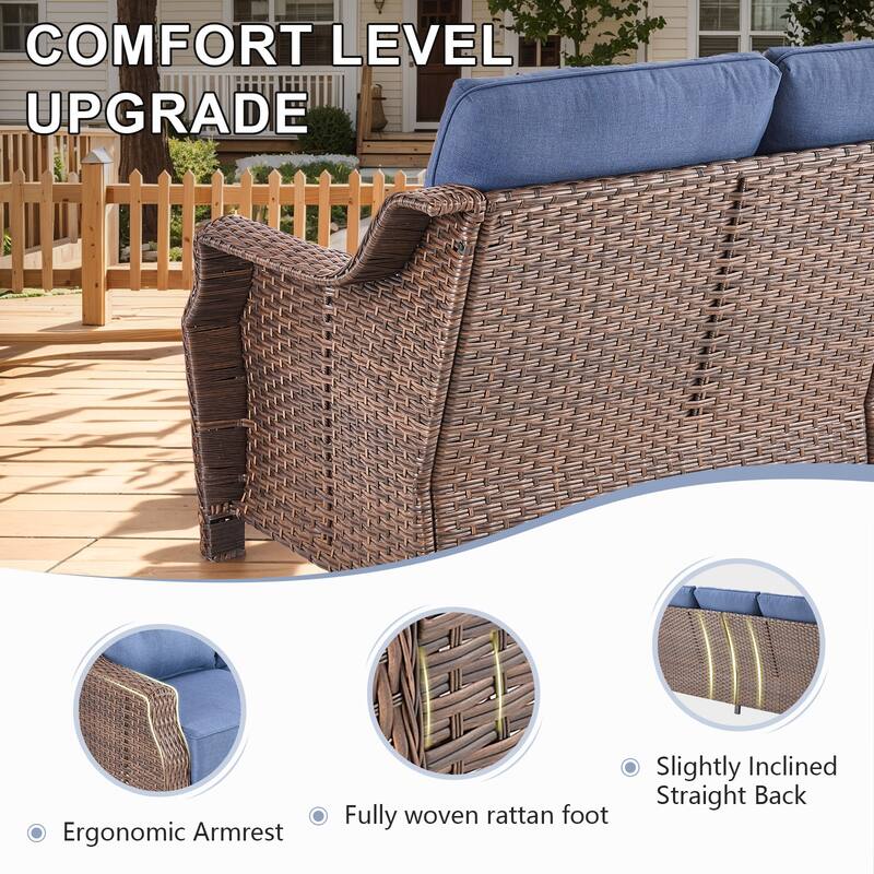 Gymojoy 9-Piece Wicker Patio Furniture Set, 6-inch Thick Cushioned & UV-Resistant, Outdoor Sofa & Chiar Set for Garden