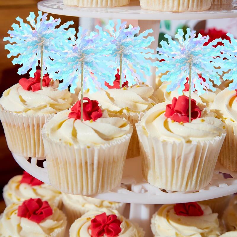 30 Pcs Firework Cupcake Toppers Sparkle Tassel Picks Sparkle