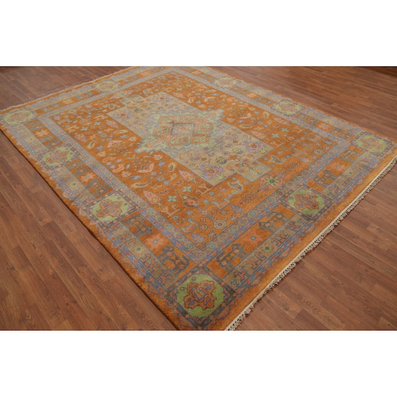 Hand Knotted Oriental 100% Wool Carpet Traditional Tribal Oranges & Rust Heriz (serapi) Area Rug - 10' 1'' X 8' 1''