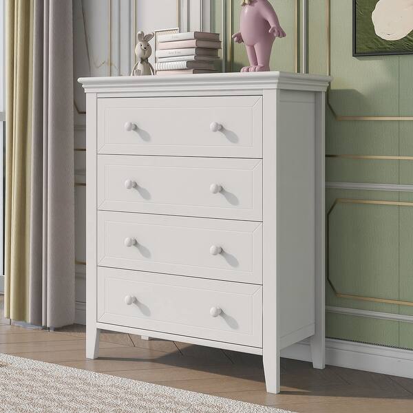 4-Drawer Dresser, White Wooden Chest with Round Handle, Tall Storage  Cabinet for Bedroom Living Room, Entryway, Porch - Bed Bath & Beyond -  37668370