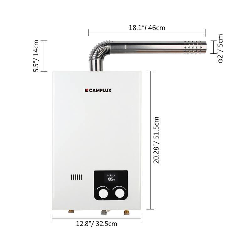 CAMPLUX 2.64 GPM 68,000 BTU Indoor Residential Propane Tankless Water Heater, White