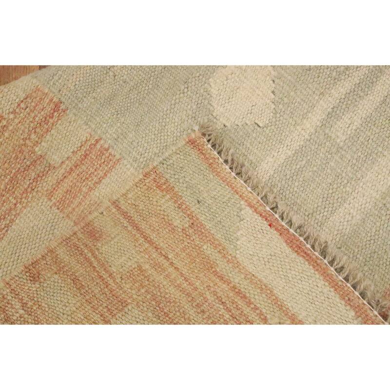 Hand Woven Oriental 100% Wool Carpet Southwestern Tribal Green Kilim Area Rug - 4' 10'' X 2' 10''