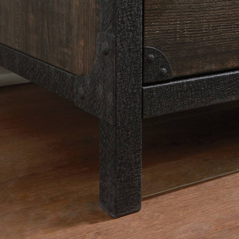 Lateral File Cabinet with 2 Drawers, Rustic Farmhouse Office Storage CabinetBrown finish