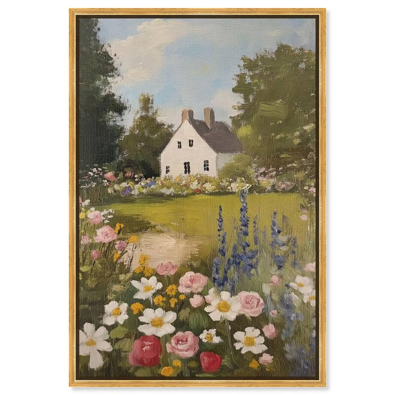 Floral Farmhouse I Canvas by Art Remedy - Gold - 30" x 45"