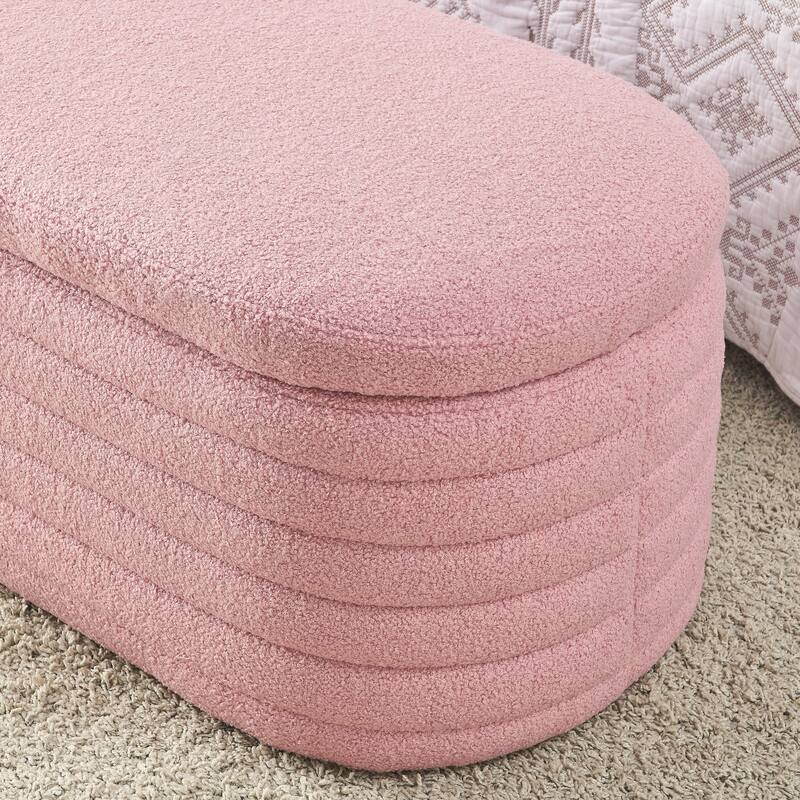 Length 45.5 inchesStorage Ottoman Bench with Safety Hinge