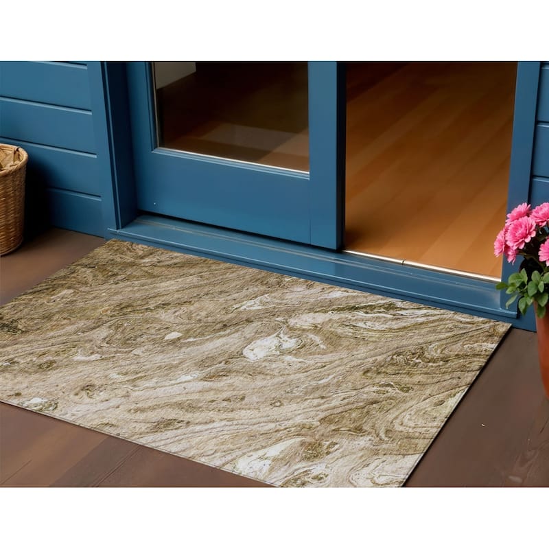 HomeRoots Abstract Transitional Rectangle Outdoor Rug - 3' x 5'