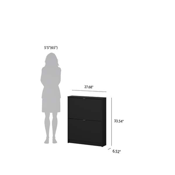 dimension image slide 4 of 5, Porch & Den Cambria 2-Drawer Shoe Cabinet