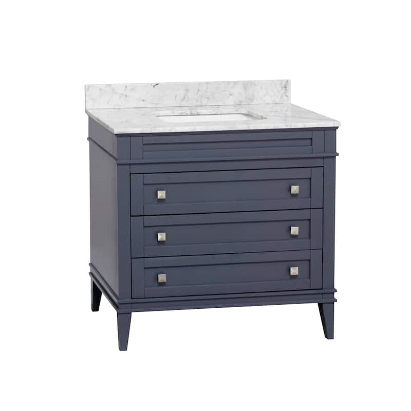 KitchenBathCollection Eleanor 36" Bathroom Vanity with Carrara Marble Top