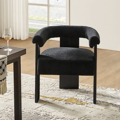 Georg Modern Boucle Dining Chair with Solid Wood Legs by HULALA HOME