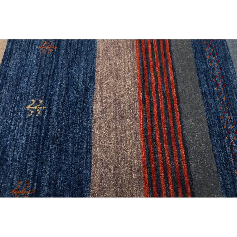 ECARPETGALLERY Hand Loomed Kashkuli Gabbeh Dark Blue Wool Rug - 6'10 x 9'9