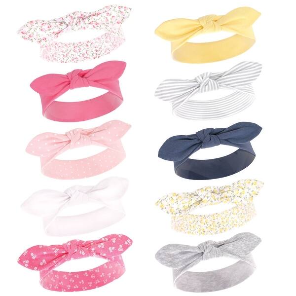 slide 1 of 1, Hudson Baby Infant Girl Cotton Headbands 10pk, Floral, 0-24 Months - Floral Floral - 0-24 Months