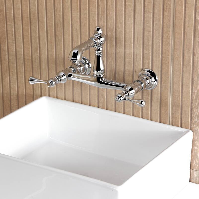 Kingston Brass English Country Two-Handle 2-Hole Wall Mount Bathroom Faucet
