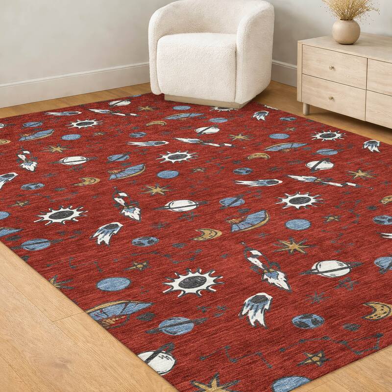Machine Washable Indoor/ Outdoor Spaceship Chantille Rug