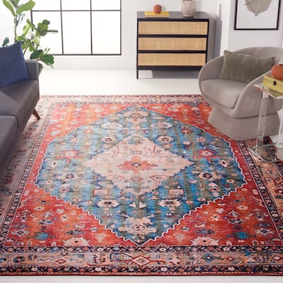 SAFAVIEH Tucson Machine Washable Slip Resistant Dameliya Oriental Medallion Rug