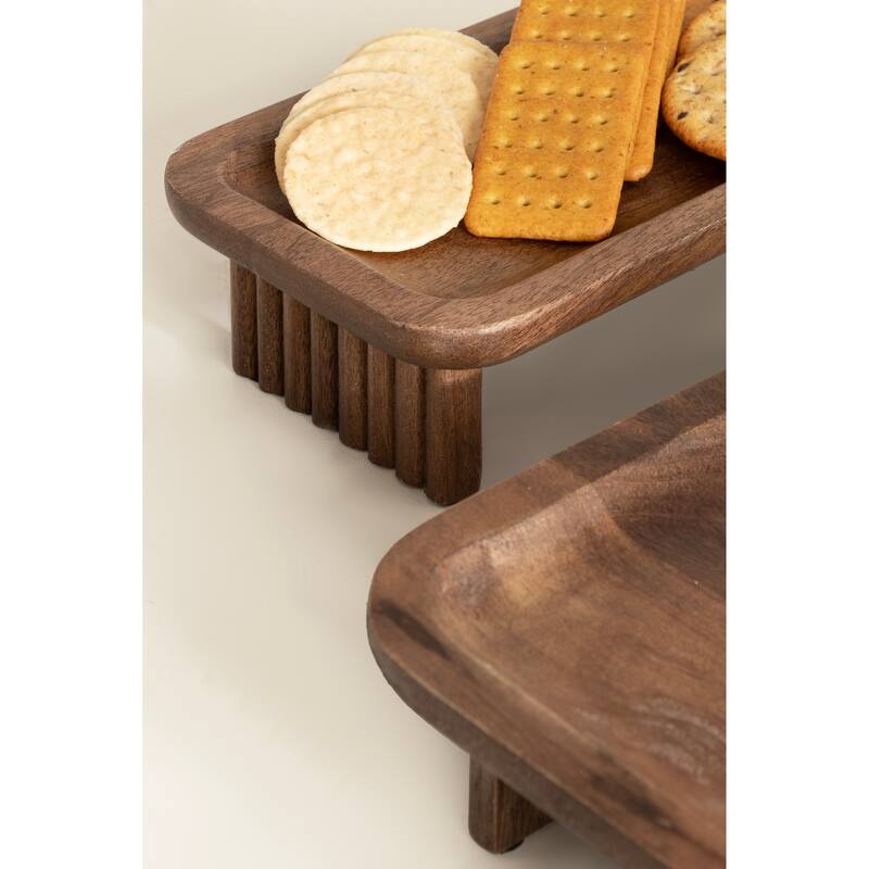 Kate and Laurel Risecroft Ribbed Tray Set - 2 Piece