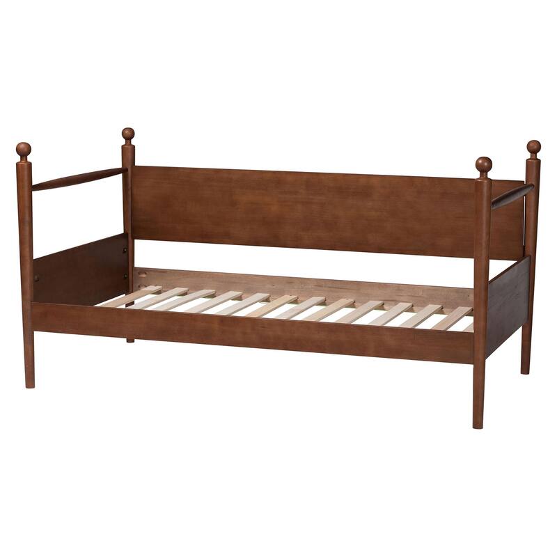 Gianetta Wooden Daybed with Spindle Posts - Classic Cottage-Style Bed Frame with Guardrail Back, Solid Wood Daybed