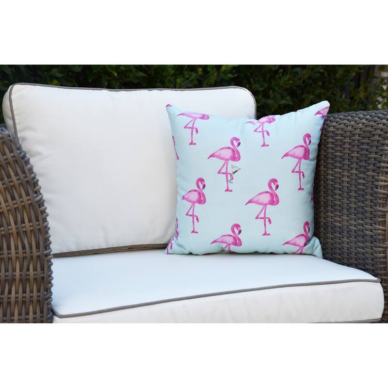 16 x 16 Inch Flamingo Fanfare Martini Animal Print Outdoor Pillow