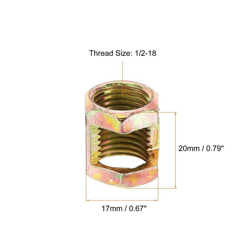 Hex Coupling Nut Female Thread Connector 20mm Nut Pipe Joint - 1/2-18, 6pcs