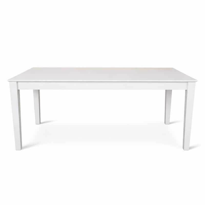 Modern 78.7 Inch Rectangular Dining Table, White Finish Solid Rubberwood