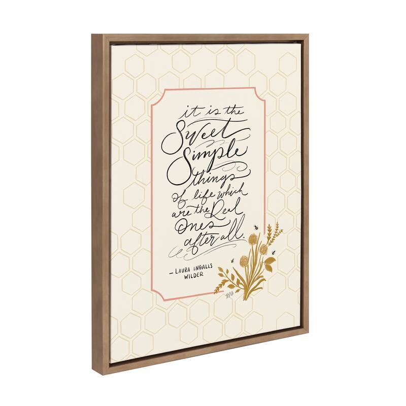 Kate and Laurel Sylvie Sweet Simple Things Framed Canvas by Valerie McKeehan of Lily and Val - Gold